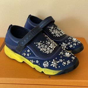 Dior blue mesh and fabric fusion trainer sneakers